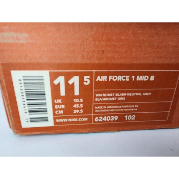 Vintage Nike 2001 Air Force 1 Mid B 624039-102 Size 11.5  Sneaker Shoe One White main image 13